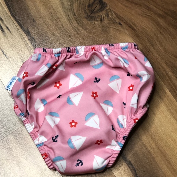 UPF 50+ swim diaper cover pink w/ sailboats size 24 months - Picture 2 of 6